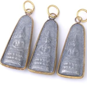 Weathered Carved Stone Buddha Necklace Charm